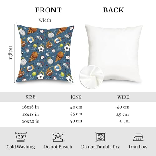 Joymaison 18x18 Velvet Kids Sports Ball Throw Pillow Covers Set of 2