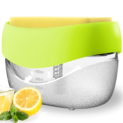 2-in-1 Dish Soap Dispenser with Sponge Holder - Yellow-Green