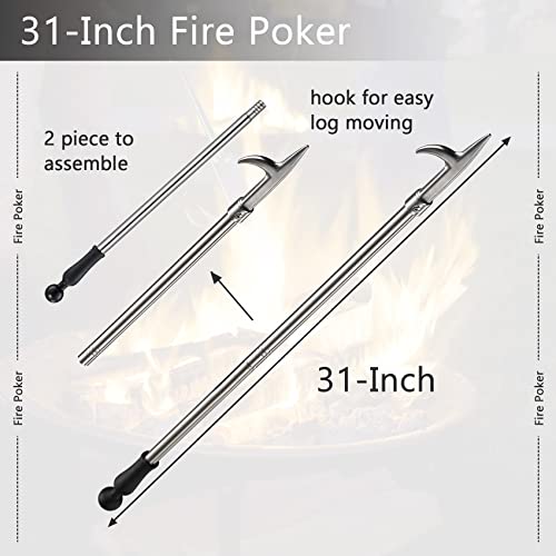 BeBecome 31'' Heavy Duty Fireplace Poker for Outdoor Fire Pit