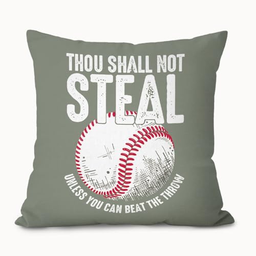 Baseball Decorative Pillow Cover 18x18 - Funny Quote for Kids' Rooms