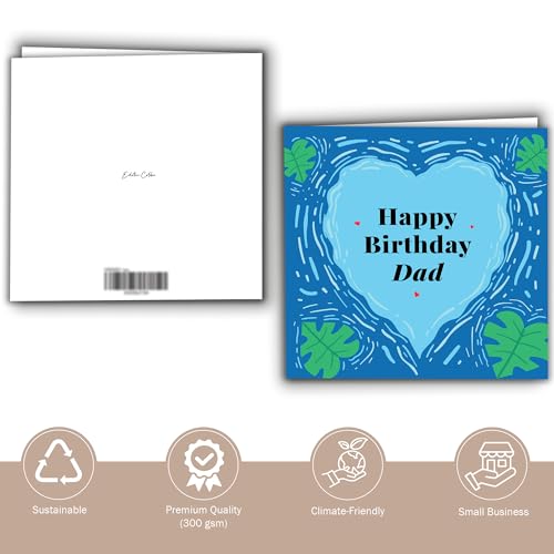 Blue Lagoon Heart Birthday Card for Dad - 5.9" Square with Envelope