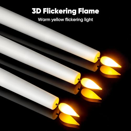 White Flameless Window Candles with Gold Holders Remote Timer - Christmas Decor