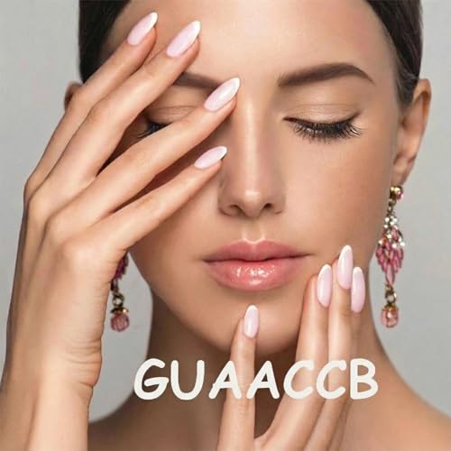 GUAACCB Pink Floral Press On Nails Short Spring Butterfly Fake Nails