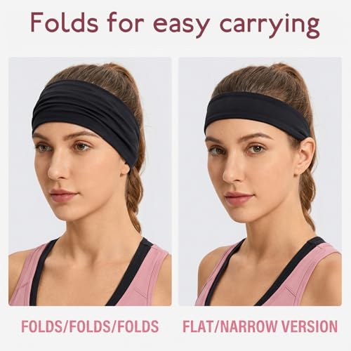 Gemoioio 3-Pack Non-Slip Wide Headbands for Women - Stretchy Boho Hair Bands for Yoga, Workout and Skincare