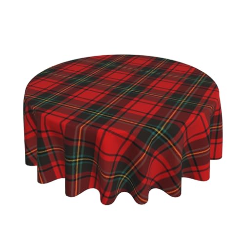 70-Inch Round Christmas Tablecloth Red Green Checkered Holiday Decor