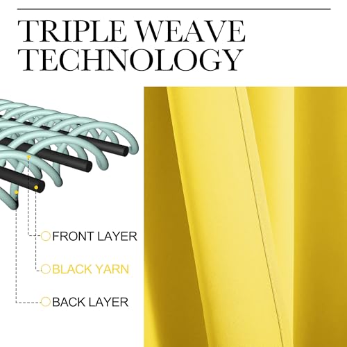 NICETOWN Bright Yellow Blackout Curtains 55"W x 120"L, 2-Panel Set
