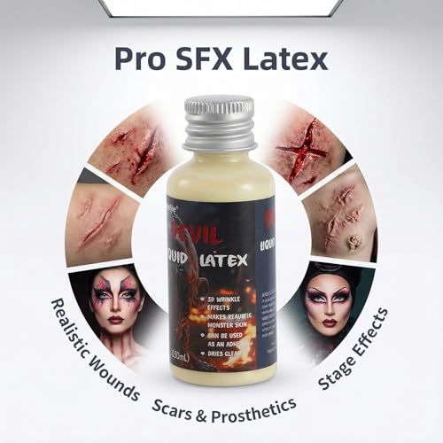 GloomGlo Liquid Latex SFX Makeup 30ml for Special Effects Wounds & Cosplay