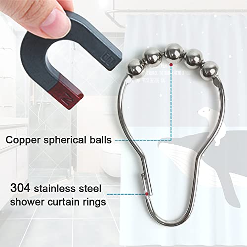 WANLIAN 12-Piece Rustproof Stainless Steel Shower Curtain Hooks - White