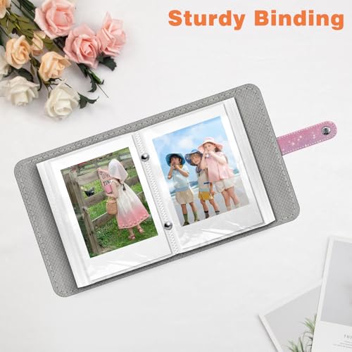 Fintie Glittering Purple/Pink Mini Photo Album for 2x3" Films - 52 Pockets