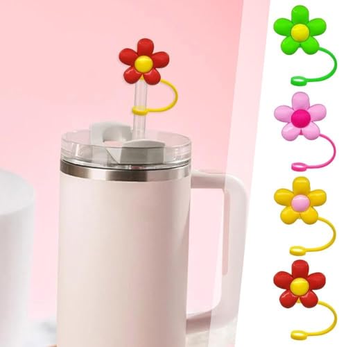 Pink Flower Silicone Straw Covers for Stanley 30oz & 40oz Cups