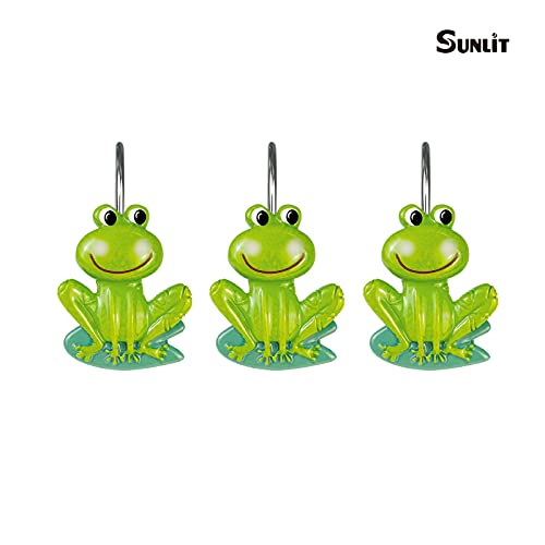 Sunlit Frog Decorative Shower Curtain Hooks - 12 Pack Rustic Resin Rings