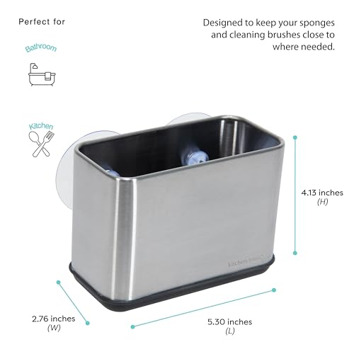 Stainless Steel Sink Caddy with Suction Cups - Space-Saving Sponge Holder