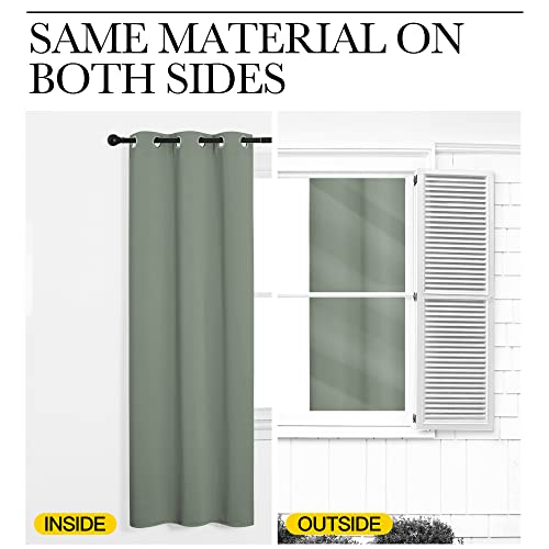 NICETOWN Greyish Green Blackout Curtain Panel 55" x 118"