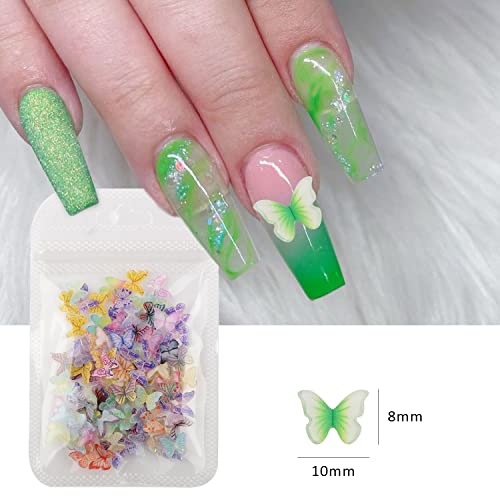 3D Butterfly Nail Charms Resin Nail Art Decorations 100 Pcs Mix Colors