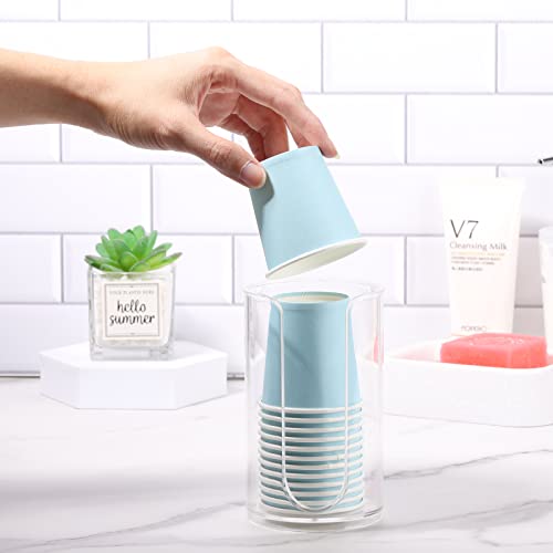 Clear Bathroom Disposable Cup Dispenser - 3oz to 5oz Paper Cup Holder