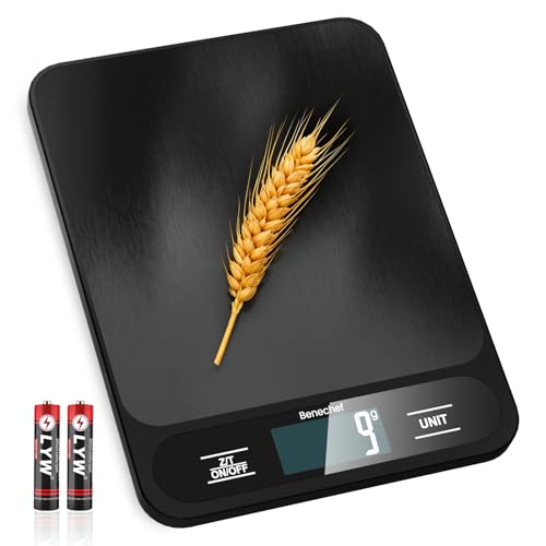 Benechef Ultra-Thin Digital Kitchen Scale, 22lb Capacity, 1g Accuracy, LCD Display, Easy to Clean