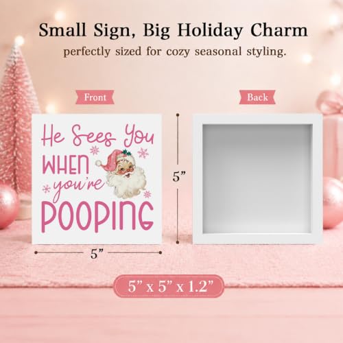 FXEFXE Christmas 8 Pink Wooden Sign Holiday Decor for Home & Office