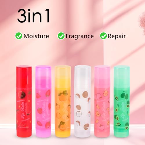 Fruit Lip Balm Set 6-Pack Natural Moisturizer with Coconut Oil