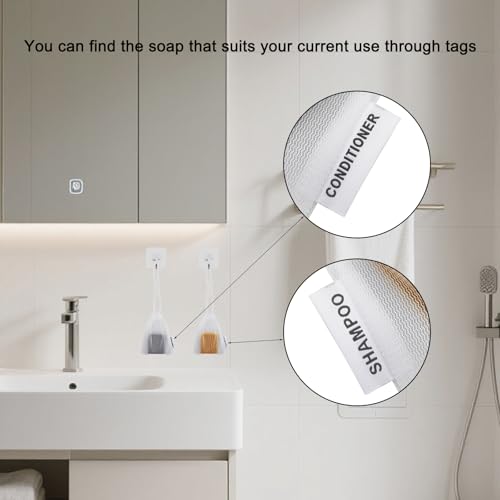 Wome 3-Pack Mesh Soap Saver Bags for Shampoo, Conditioner & Body Wash - White