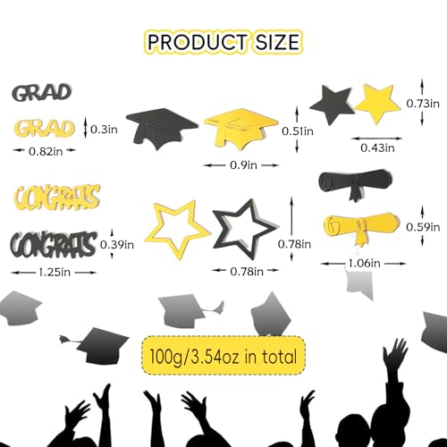 Graduation Confetti Decorations - 2500pcs Black Gold Glitter 2026
