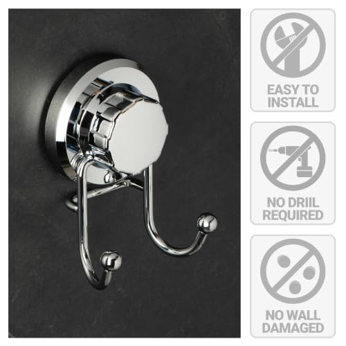 HASKO Stainless Steel Suction Cup Shower Hook - Silver No-Drill Hook