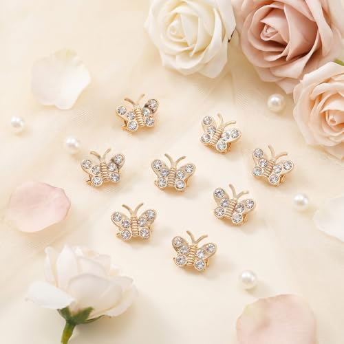 Ymapinc Gold Butterfly Hair Clips, 20 Pcs Crystal Rhinestone Hair Pins