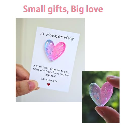 YOJO Pocket Hug Heart Token with Greeting Card - Blue Pink Long Distance Gift