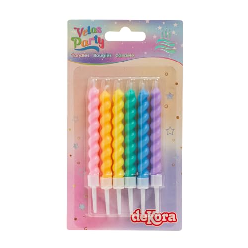 Spiral Taper Birthday Candles - Set of 6 Pastel Colors