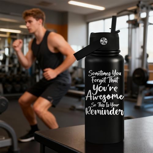 Black 32 oz Water Bottle - Sometimes You're Awesome Gift for Men