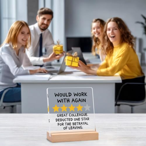 Funny Coworker Leaving Gift Plaque - 'Would Work With Again' 4''