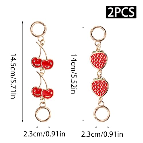 Gold Purse Strap Extender Chain with Cherry Charm - 2 Pcs