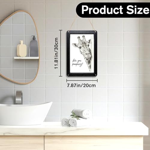 Funny Giraffe Bathroom Sign - Are You Pooping Wall Art 8x12