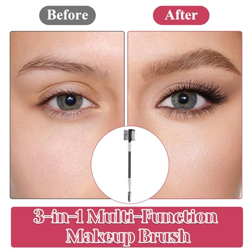 6 Pcs Eyebrow Brush and Eyelash Comb Set, 3-Head Grooming Tool Black