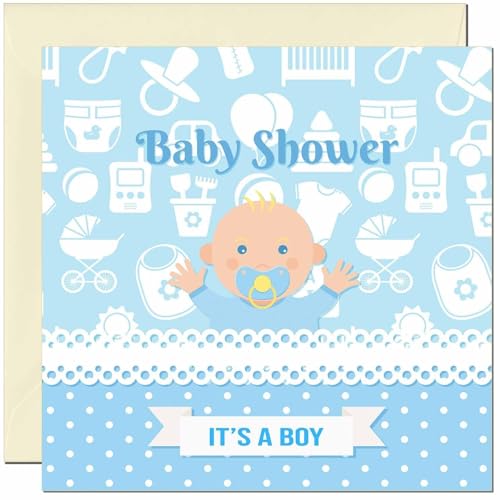 Boys Baby Shower Greeting Card & Luxury Envelope - Its A Boy