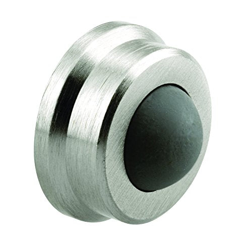 Brushed Chrome Wall Stop with Convex Bumper - Cast Brass, Single Pack