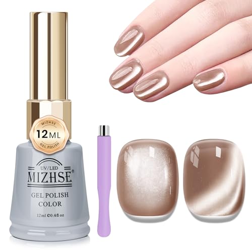 MIZHSE Moonlight Champagne Cat Eye Gel Nail Polish 12ml Magnetic Soak Off