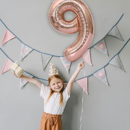 40 Inch Rose Gold Number 9 Foil Balloon Large Birthday Party Decoration