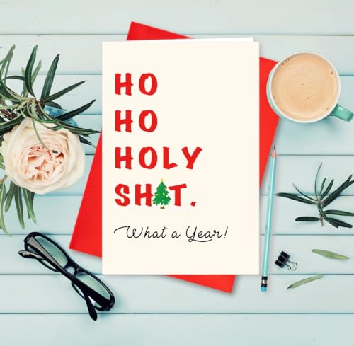 Funny Christmas Card - Holy Shit, What a Year! 5.3" x 8"