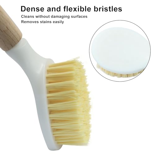 Jiozermi Eco-Friendly Kitchen Dish Brush Set - 3 Pcs with Scraper