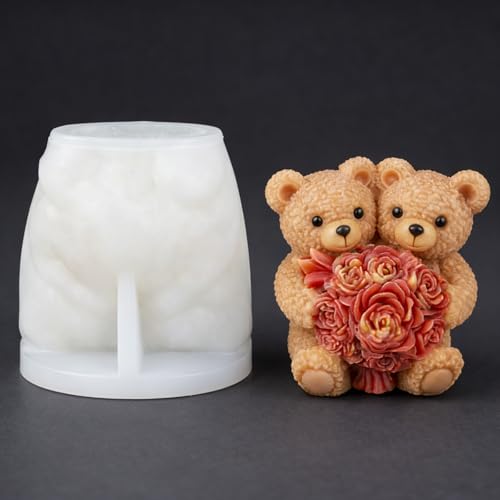 Rose Bear Silicone Molds for Candle Making - 5 Designs