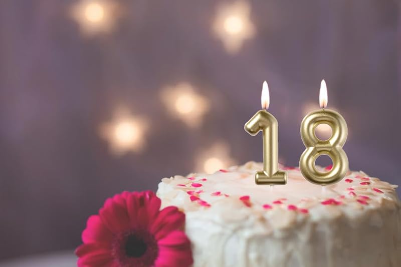 Glitter Gold 18th Birthday Candle Set - 2 Pcs Number Toppers