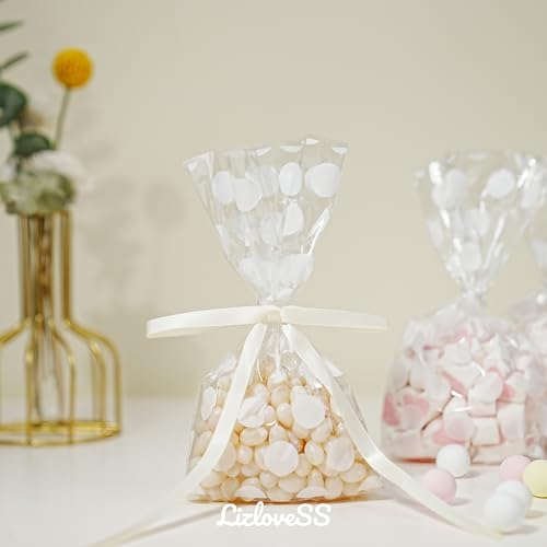 Ivory Satin Ribbon Bows with Twist Ties - 50 Pack, 5x7 Inch