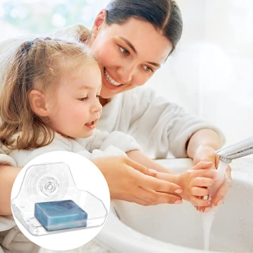 Clear Self-Adhesive Wall-Mounted Soap Dish - Durable Plastic Holder