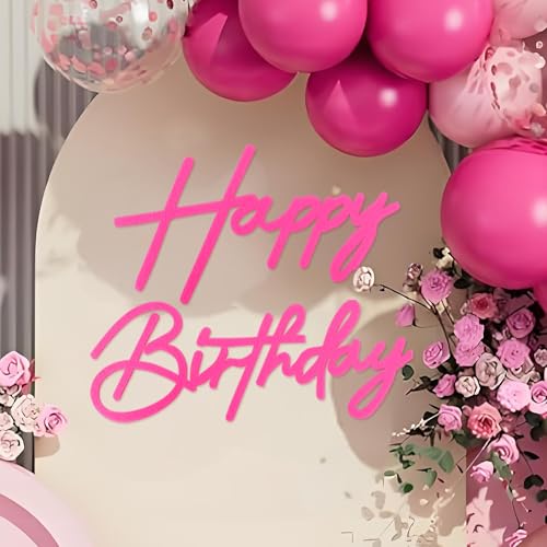 Hot Pink Felt 'Happy Birthday' Sign for Party Backdrop