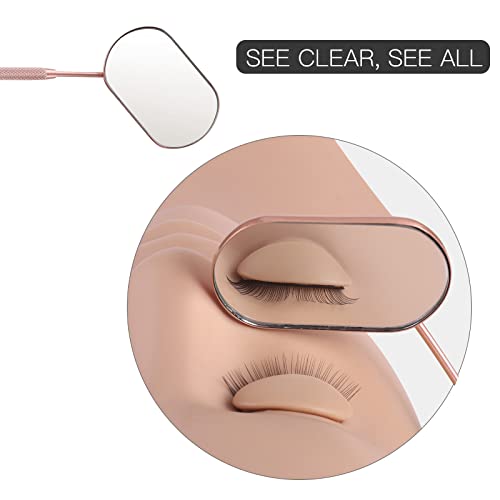 Eyelash Extension Mirror - Stainless Steel Lash Tech Tool Rose Gold