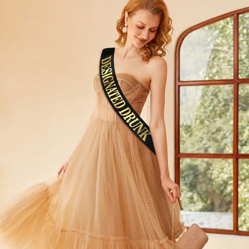 Designated Drunk Sash for Bachelorette Party - Black & Gold