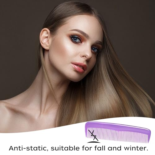 Hession 3 Pack Colorful Pocket Hair Combs Fine and Wide Tooth Plastic Combs