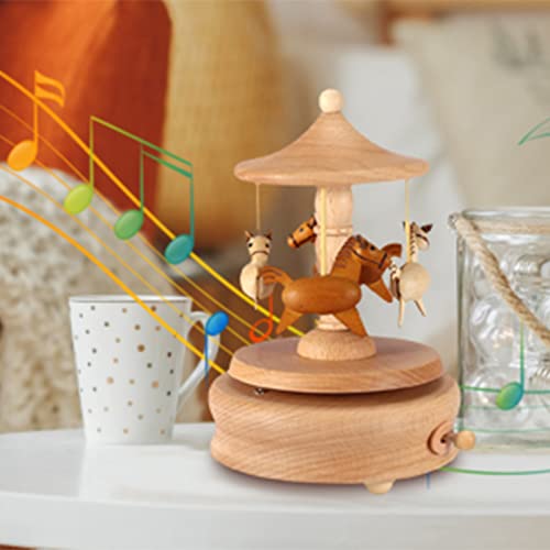 Carousel Music Box Beech Wood Castle in the Sky Melody Gift
