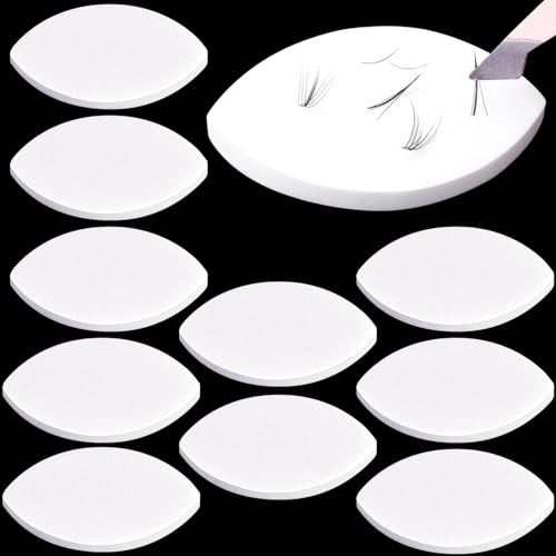 Isslly 10 Pcs White Lash Extension Practice Sponge, Eye Shaped Mapping Pads