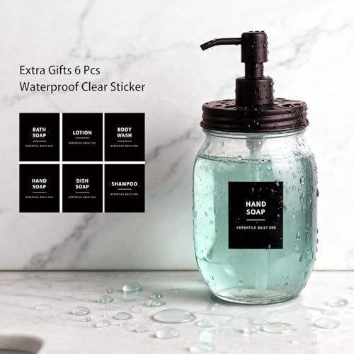Amolliar 32oz Mason Jar Liquid Soap Dispenser Bronze Wide Mouth Refillable